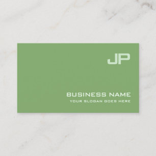 Carte De Visite Design vert élégant Monogram Plain Luxe