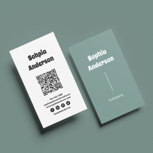 Carte De Visite Design vertical moderne   Code QR et liens sociaux