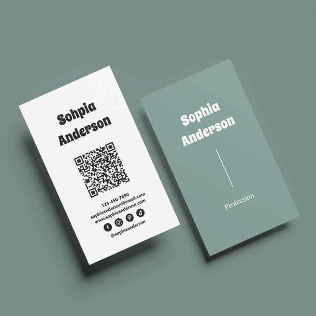 Carte De Visite Design vertical moderne | Code QR et liens sociaux (Créateur téléchargé)