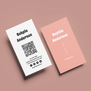 Carte De Visite Design vertical moderne Code QR et liens sociaux