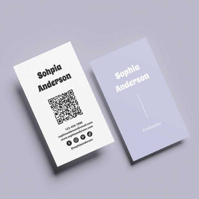 Carte De Visite Design vertical moderne | Code QR et liens sociaux (Créateur téléchargé)