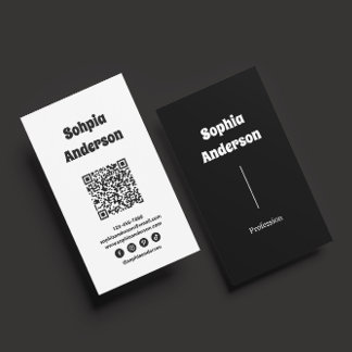 Carte De Visite Design vertical moderne | Code QR et liens sociaux