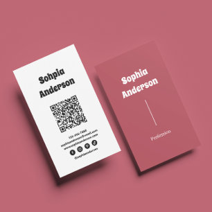 Carte De Visite Design vertical moderne   Code QR et liens sociaux