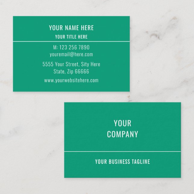 Carte De Visite Design Your Own Green Business Cards Example (Devant / Derrière)