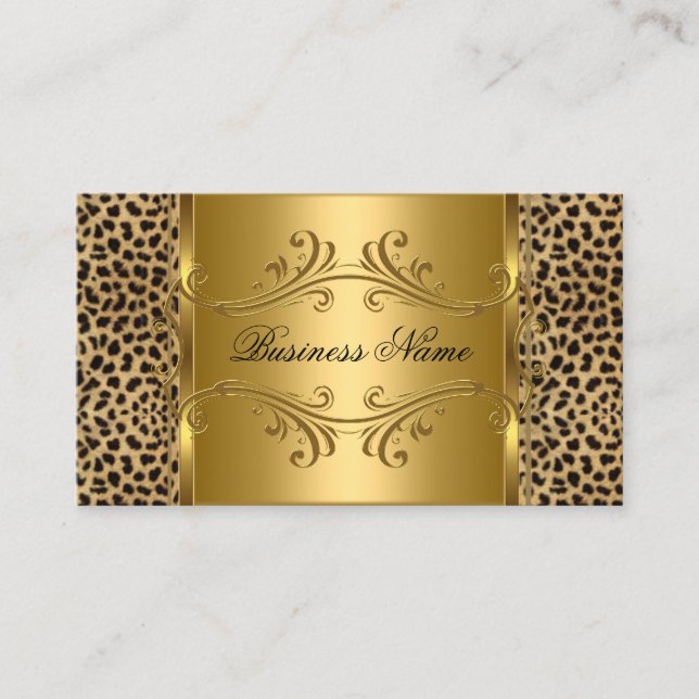 Carte De Visite DEsignant Gold Black Leopard Animal (Devant)