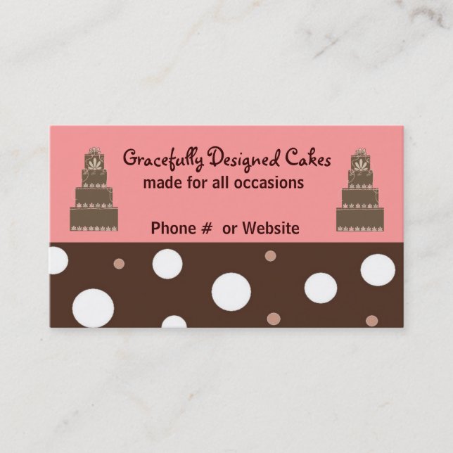 Carte De Visite Designer Cakes Rose et Chocolat (Devant)