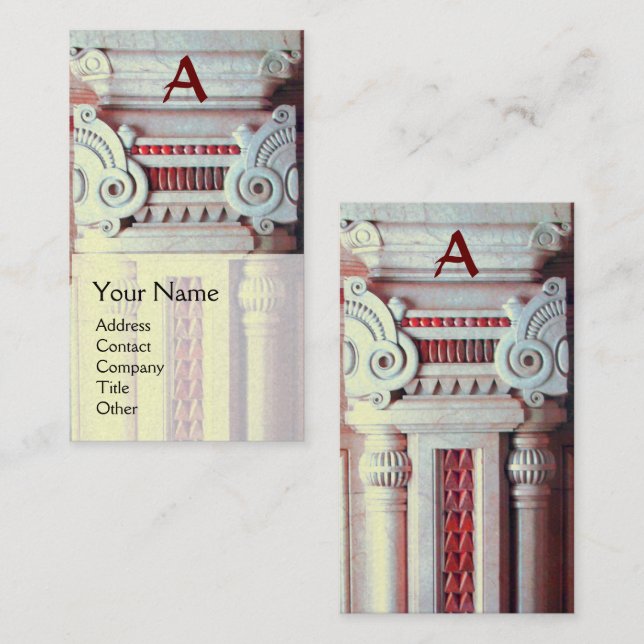 Carte De Visite DESIGNER INTÉRIEUR, ARCHITECTURE Monogramme Rouge  (Devant / Derrière)