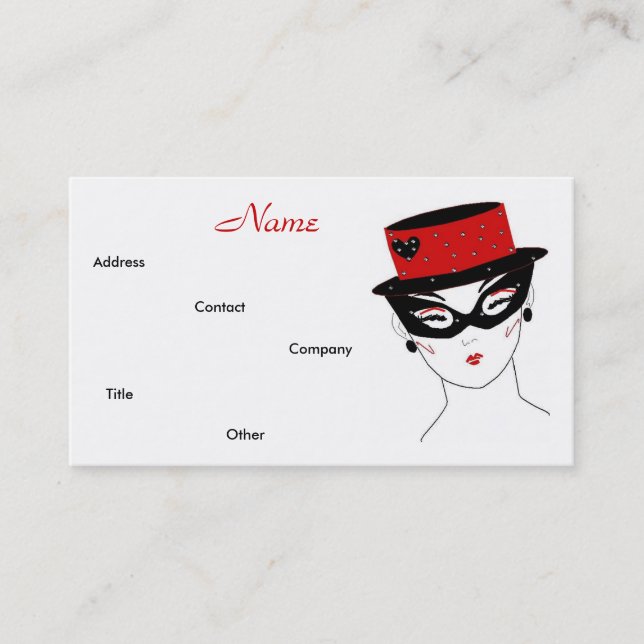 Carte De Visite Designer mode Diva I (Devant)