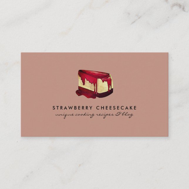 Carte De Visite Dessert de fraise beige Little Cheesecake (Devant)