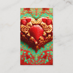 Carte De Visite dessert doré à la fraise