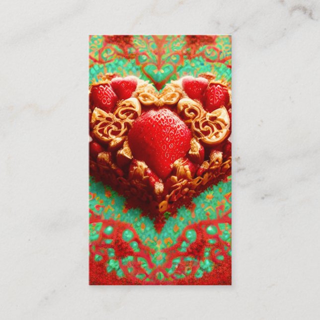 Carte De Visite dessert doré à la fraise (Devant)