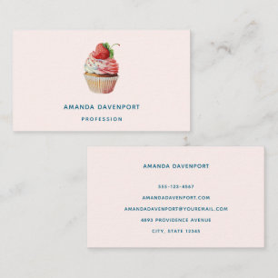 Carte De Visite Dessert sucré à la fraise Cupcake