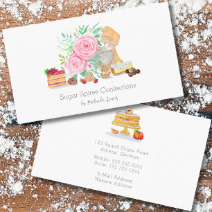 Carte De Visite Desserts avec mélangeur et roses Chef, Boulangerie