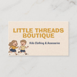 Carte De Visite Dessin animé beige tacheté d'enfants courant