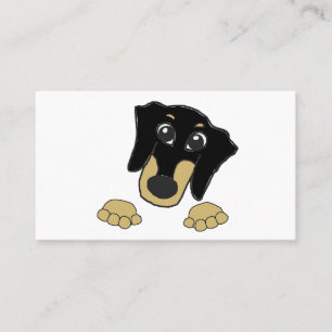 Carte De Visite dessin animé dachshund noir et bronze