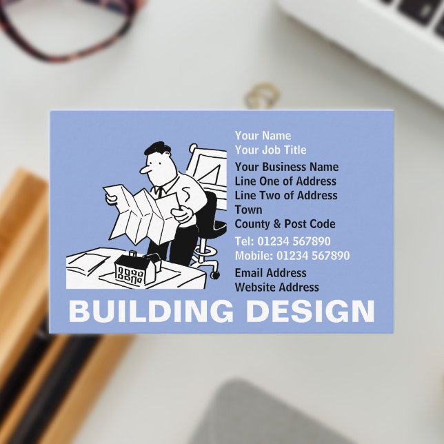 Carte De Visite Dessin animé de conception de bâtiment (Building Design Business Card)