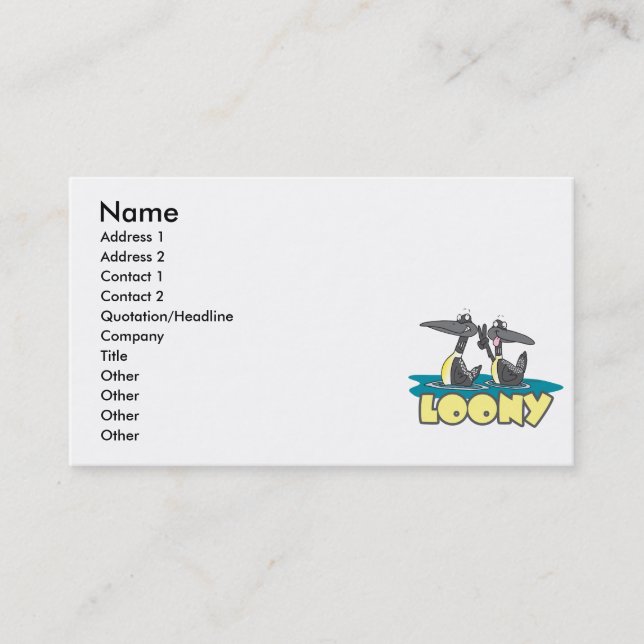 Carte De Visite dessin animé de loons (Devant)