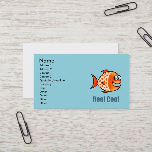 Carte De Visite Dessin animé de poisson drôle Pun océan (Devant/Arrière en situation)