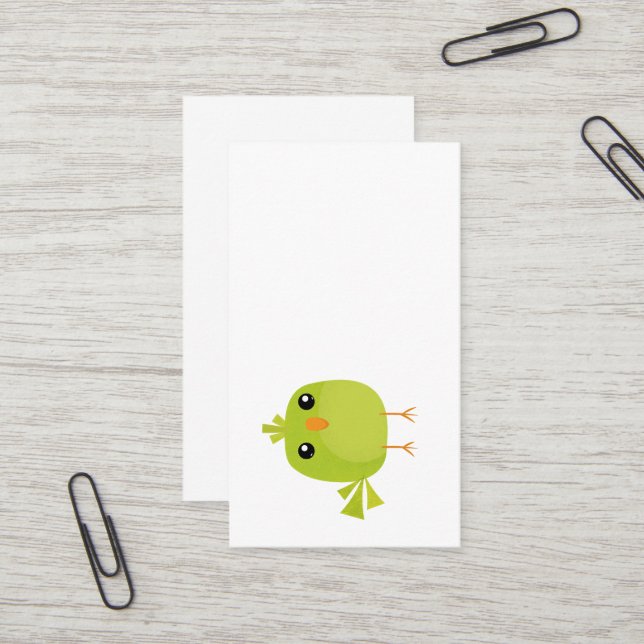 Carte De Visite Dessin animé d'oiseau vert (Devant/Arrière en situation)
