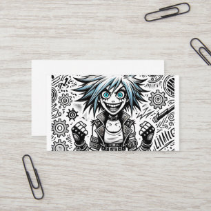 Carte De Visite dessin animé joyeux art original blu_eyes black_a