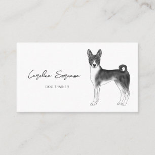 Carte De Visite Dessin Basenji Chien En Noir Et Blanc Minimaliste