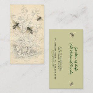 Carte De Visite Dessin d'abeilles à miel vintage, personnalisable
