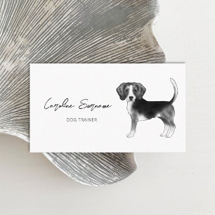 Carte De Visite Dessin de chien Beagle en noir et blanc minimalist