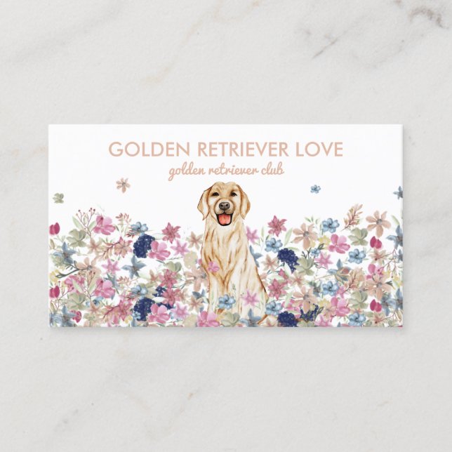 Carte De Visite Dessin de chien Golden Retriever (Devant)