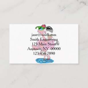 Carte De Visite Dessin de Flamant rose d'été  choisir la couleur a