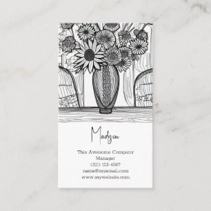 Carte De Visite Dessin de ligne Abstraite Art floral