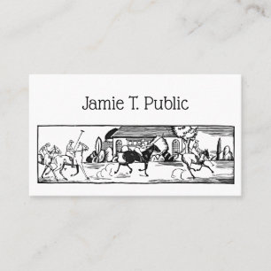 Carte De Visite Dessin de match de polo stylisé vintage #3 Noir