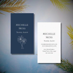 Carte De Visite Dessin de palmiers tropicaux bleu de la Marine mod