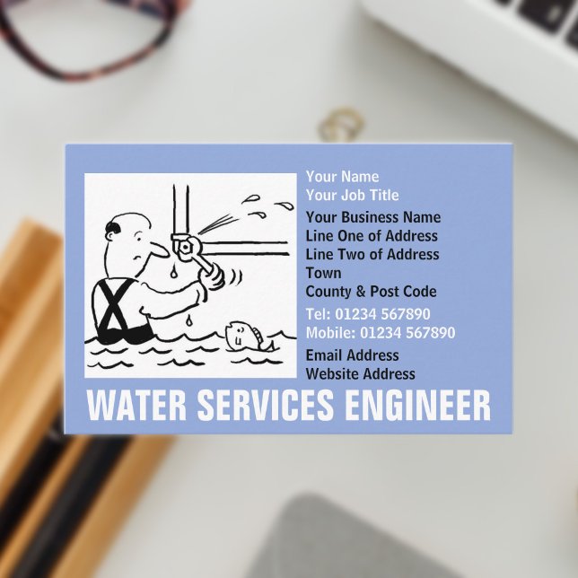 Carte De Visite Dessin d'ingénieur en services d'eau (Water Services Business Card)