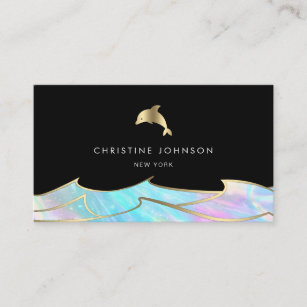 Carte De Visite dessin du logo du dauphin à feuilles d'or faux