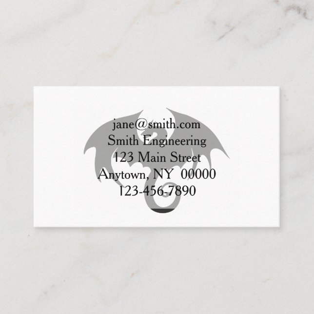 Carte De Visite Dessin d'une silhouette de dragon noir (Devant)