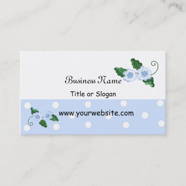 Carte De Visite Dessin floral bleu élégant (Devant)