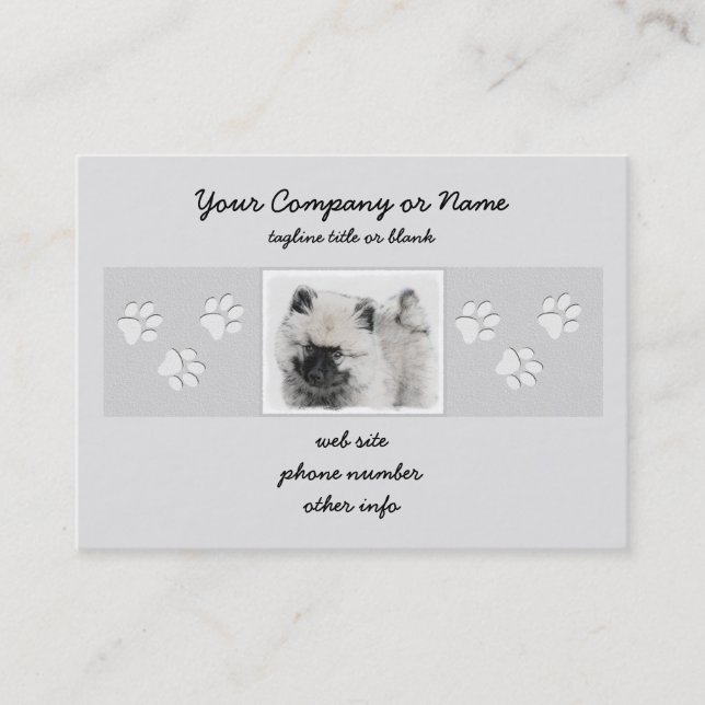 Carte De Visite Dessin Keeshond Chiot - Joli dessin original Chien (Devant)