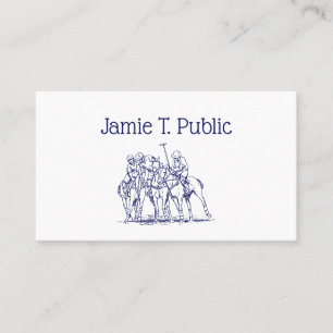 Carte De Visite Dessin stylisé vintage de match de polo #1 bleu