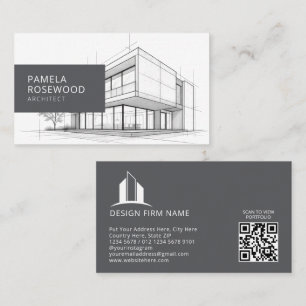 Carte De Visite Dessin Technique Architectural Blanc Gris