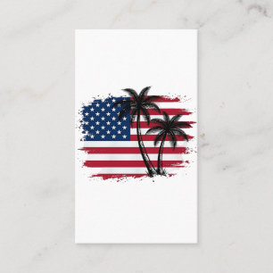 Carte De Visite Dessin vectoriel de plage patriotique avec drapeau