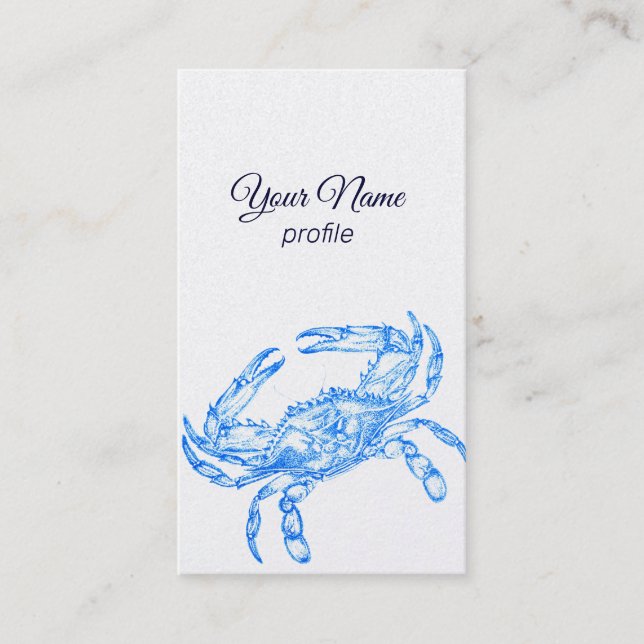 Carte de visite - dessin vintage - crabe bleu (Devant)