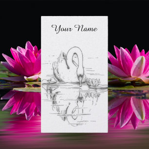 Carte De Visite Dessin vintage - Reflet de cygne - noir et blanc