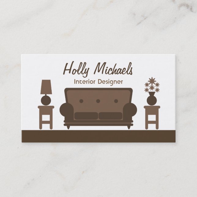 Carte De Visite Dessinateur d'intérieurs - salon Brown (Devant)