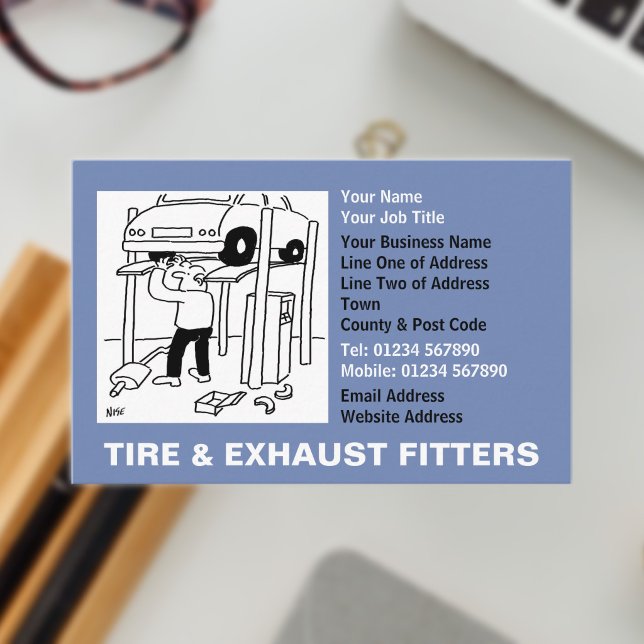 Carte De Visite Dessinateurs de pneus et d'échappements (Tire and Exhaust Fitters Business Card)
