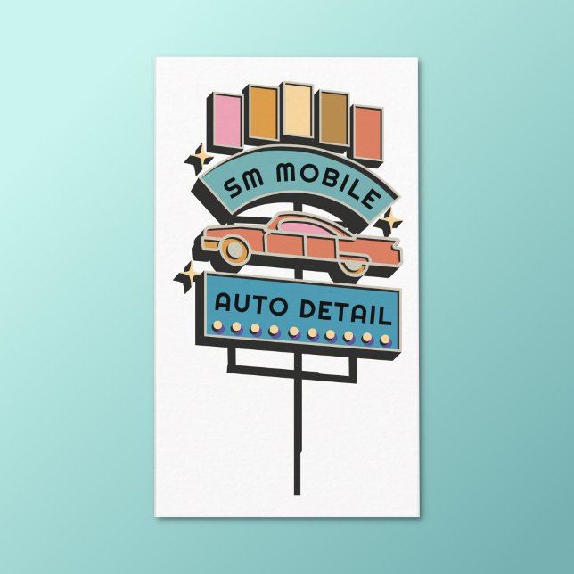 Carte De Visite Détail auto Lavage de voiture Valutation Retro Vin (Retro auto detail business card)
