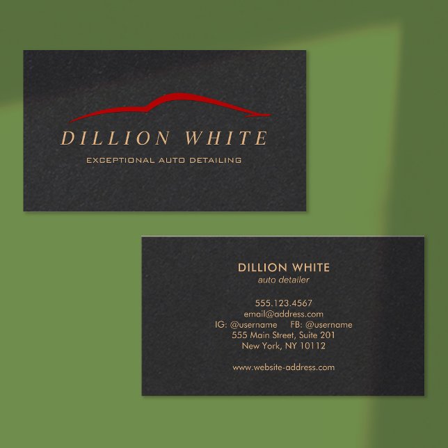 Carte De Visite Détail auto, Réparation de voiture Automotive Noir (Créateur téléchargé)