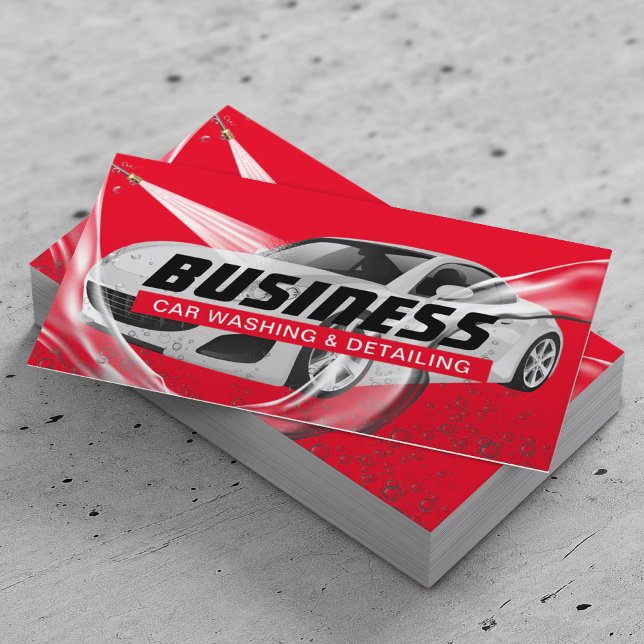 Carte De Visite Détail automatique et lavage de voitureRed Automot (Créateur téléchargé)