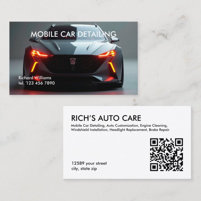 Carte De Visite Détail automatique mobile QR personnalisé (Devant / Derrière)