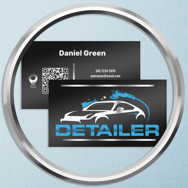 Carte De Visite Détail automatique QR Google Maps (Auto Detailing Google Maps Business Cards)