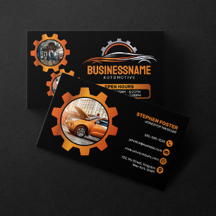 Carte De Visite Détail Automobile Noir, Orange Réparation Automobi
